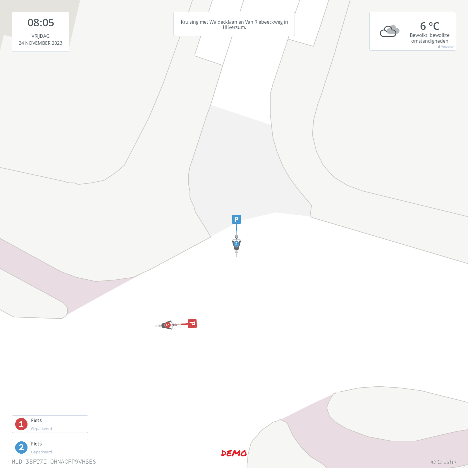 CrashR-schets van een ongeval op een telefoon